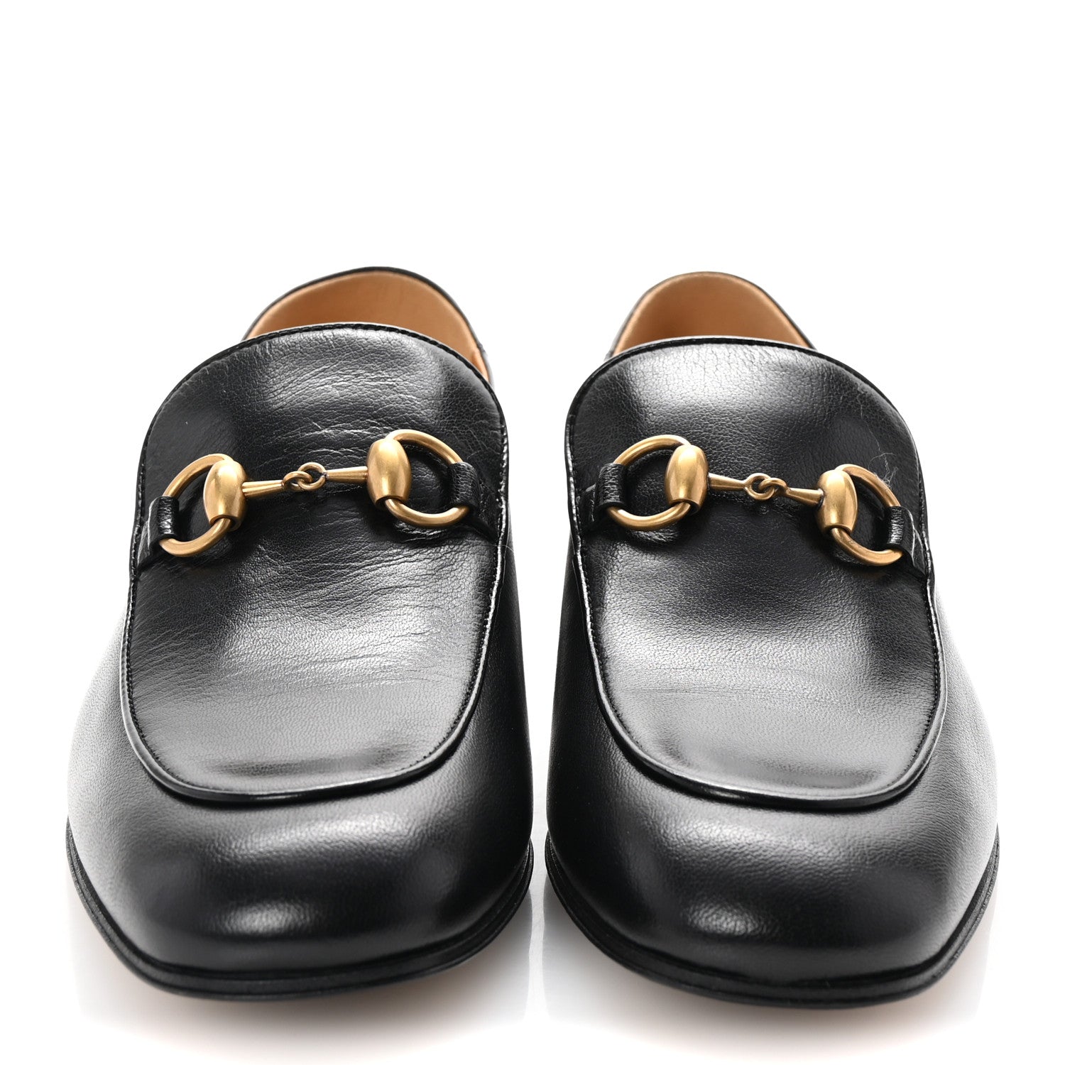 Gucci Goatskin Womens Horsebit Mid-Heel Loafers 38 Black 3 of 10