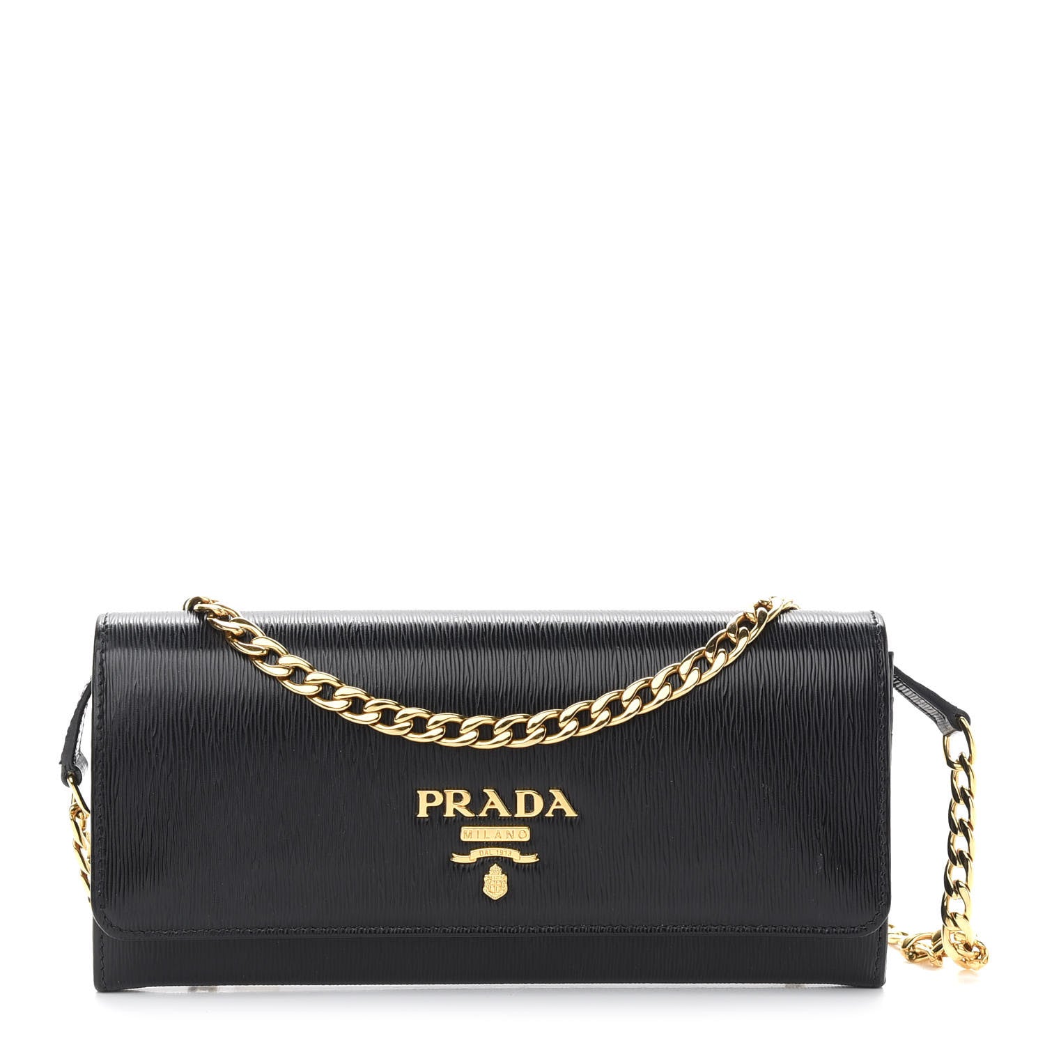Prada Vitello Move Chain Wallet Black 1 of 8