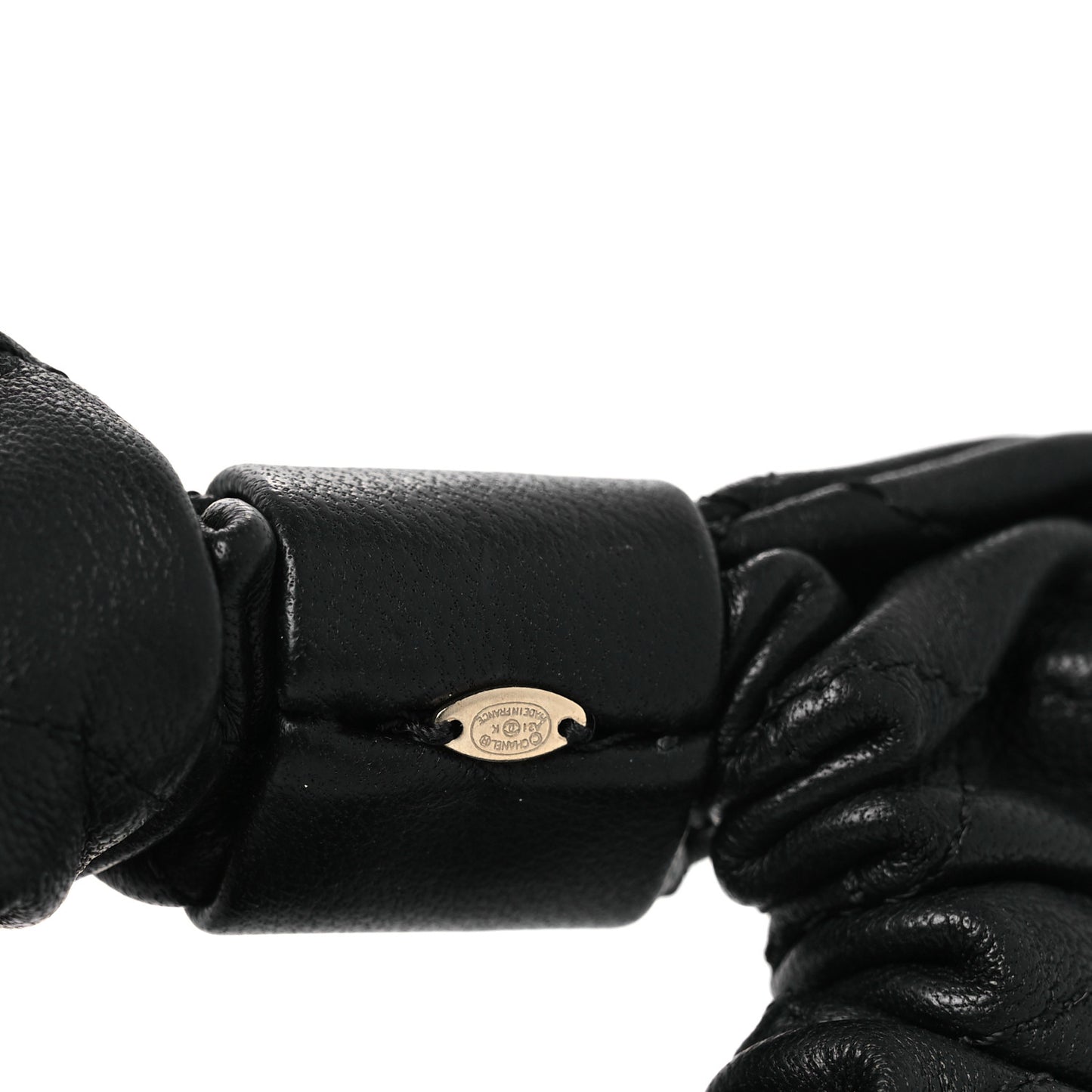 Lambskin Quilted CC Hair Scrunchie Black