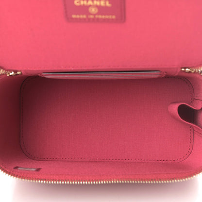 Chanel Lambskin Quilted Small Top Handle Vanity Case With Chain Dark Pink 5 of 11
