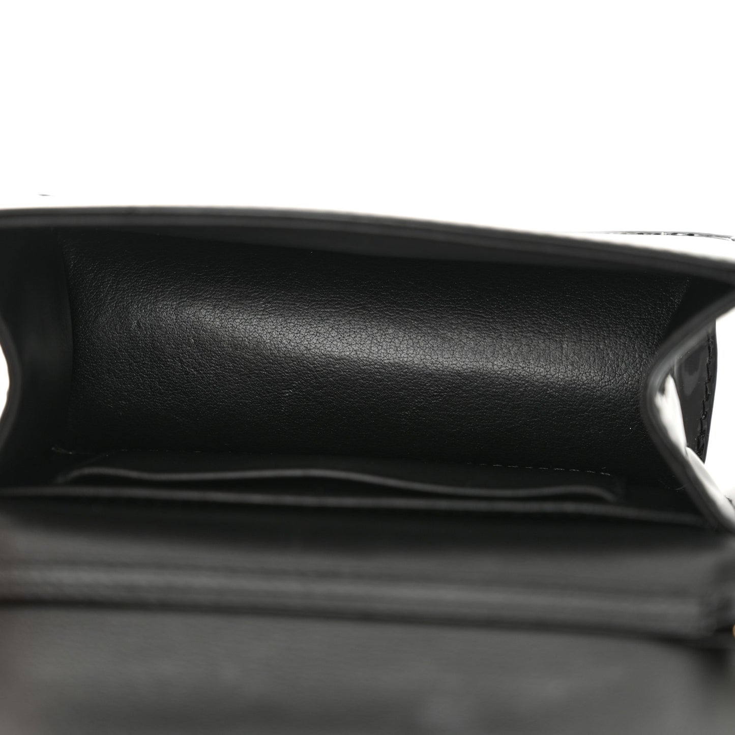 Patent Cannage Mini Pouch on Chain Black