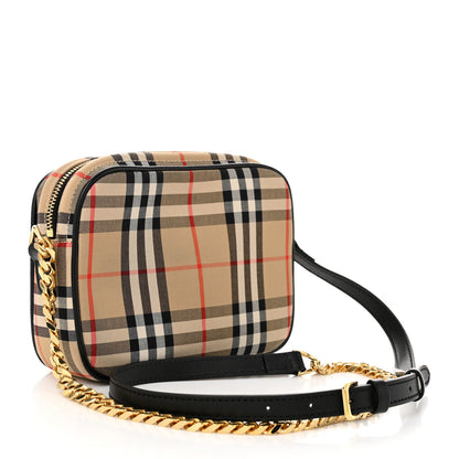 Burberry Calfskin Vintage Check Camera Bag Archive Beige 3 of 10