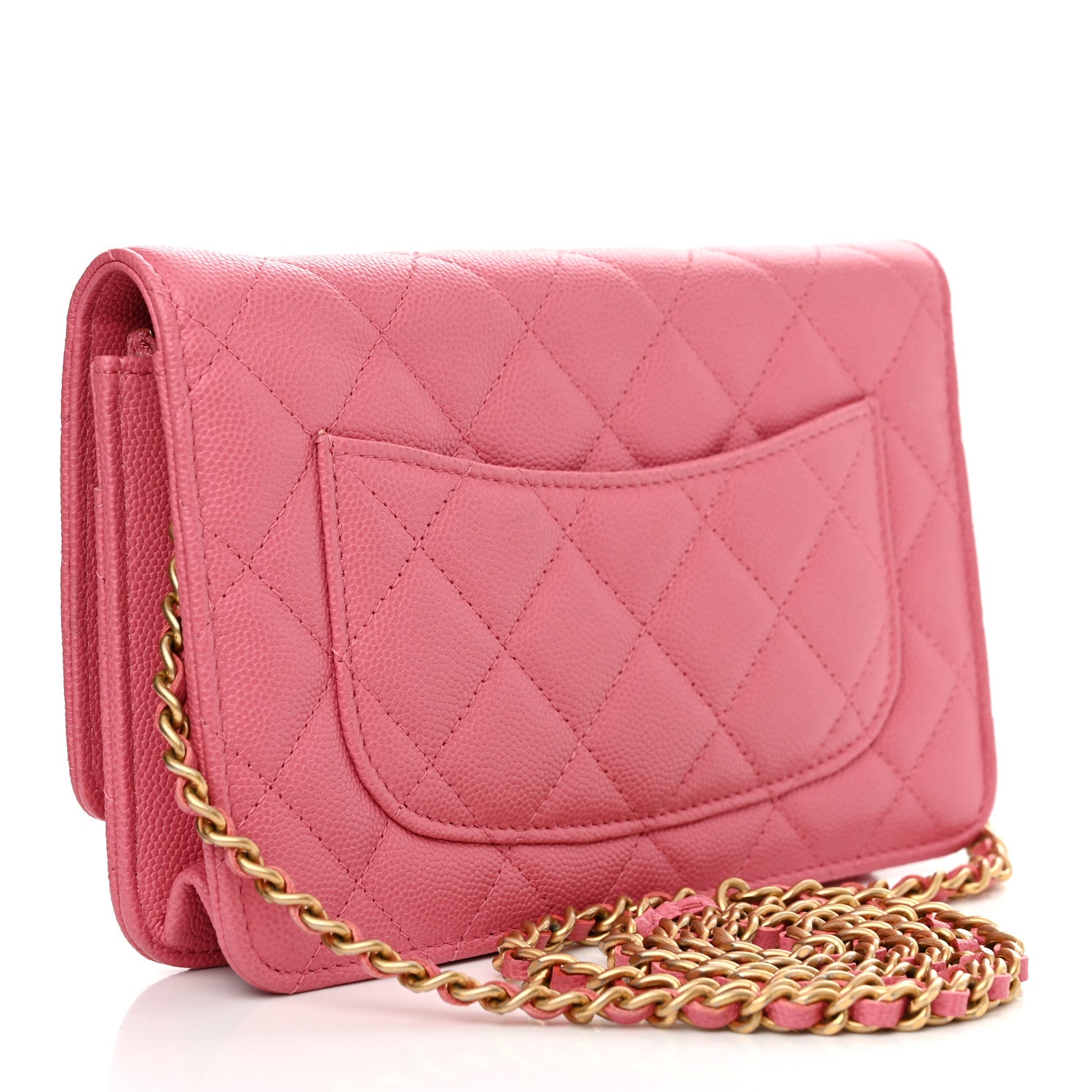 Chanel Caviar Quilted Textured CC Wallet On Chain WOC Pink 3 of 11