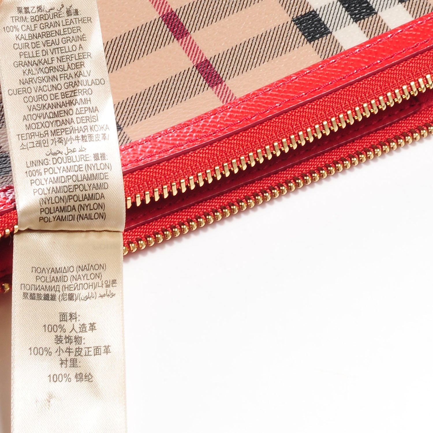 Burberry Haymarket Check Small Peyton Crossbody Clutch Bag Coral Red 10 of 14