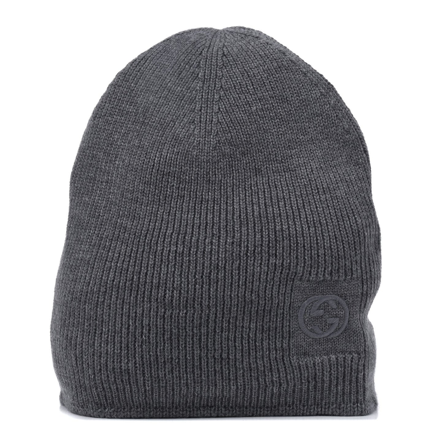 Wool Tricot Interlocking G Simple GG Beanie Hat M Graphite
