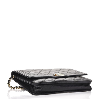 Chanel Caviar Quilted Boy Wallet On Chain WOC Black 5 of 10