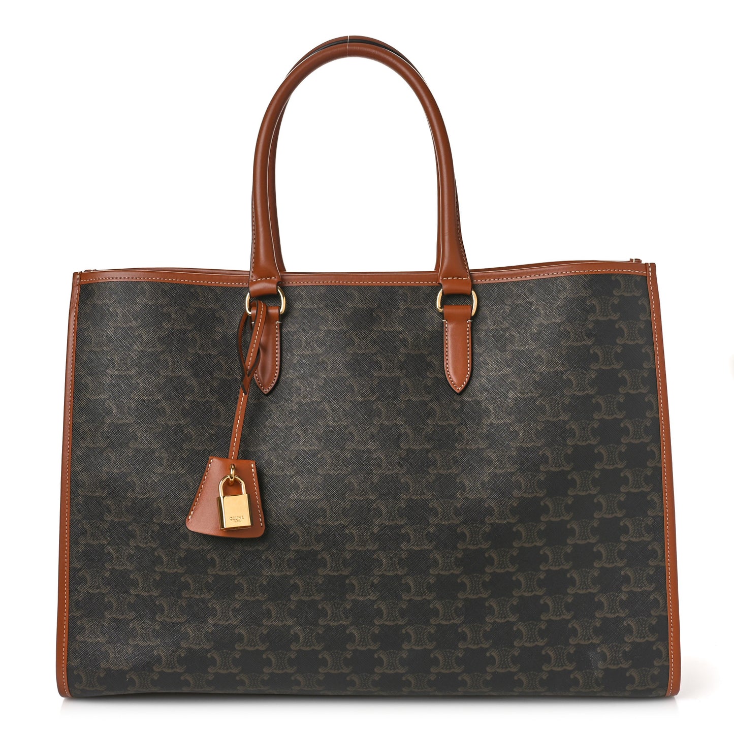 Triomphe Canvas Calfskin Horizontal Cabas Tan