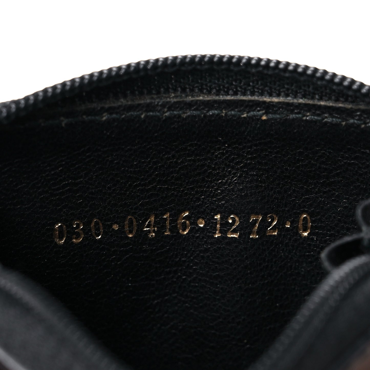 Calfskin Logo Embossed Zip Around Coin Wallet Black