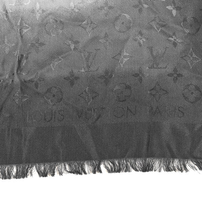 Louis Vuitton Silk Wool Blurrygram Shawl Blue 3 of 4