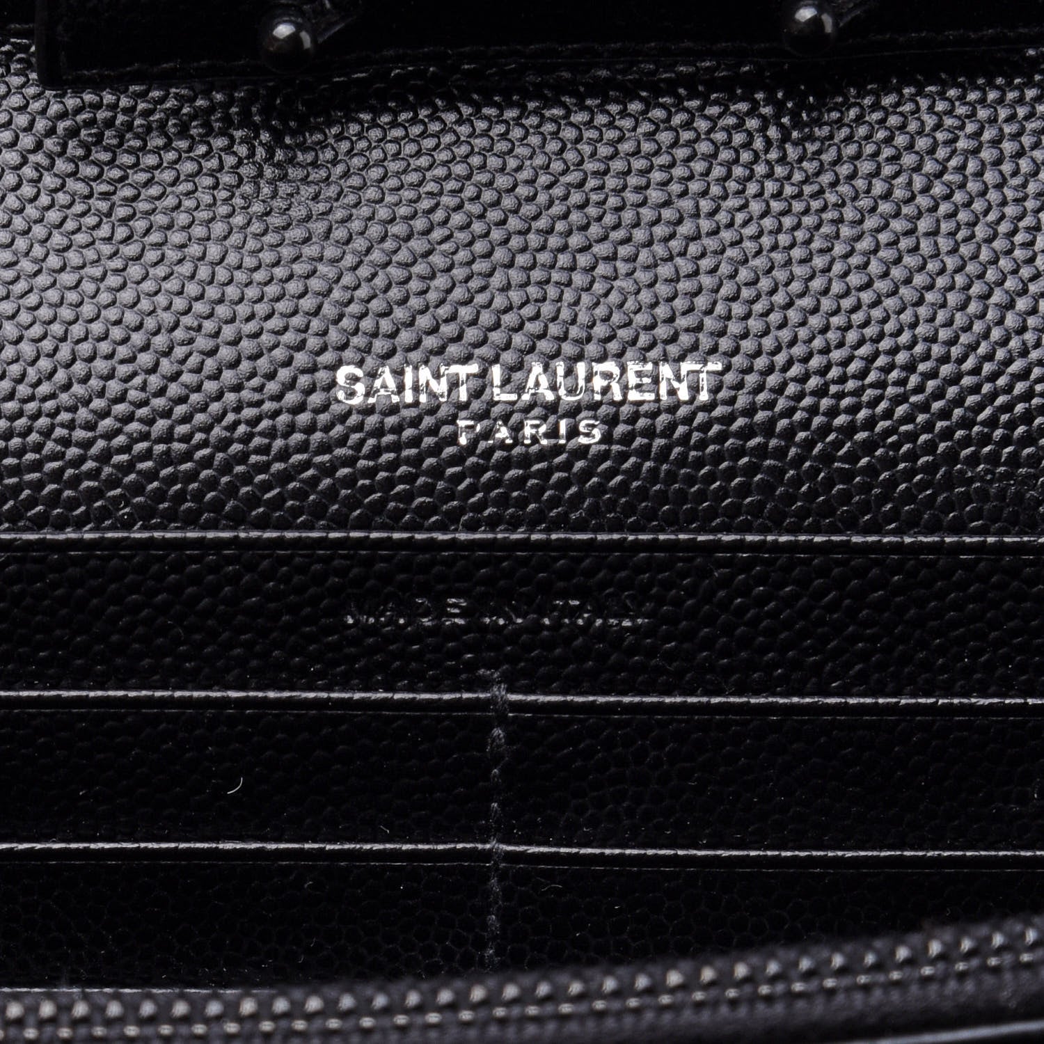 Saint Laurent Grain De Poudre Matelasse Chevron Monogram Chain Wallet Black 6 of 9