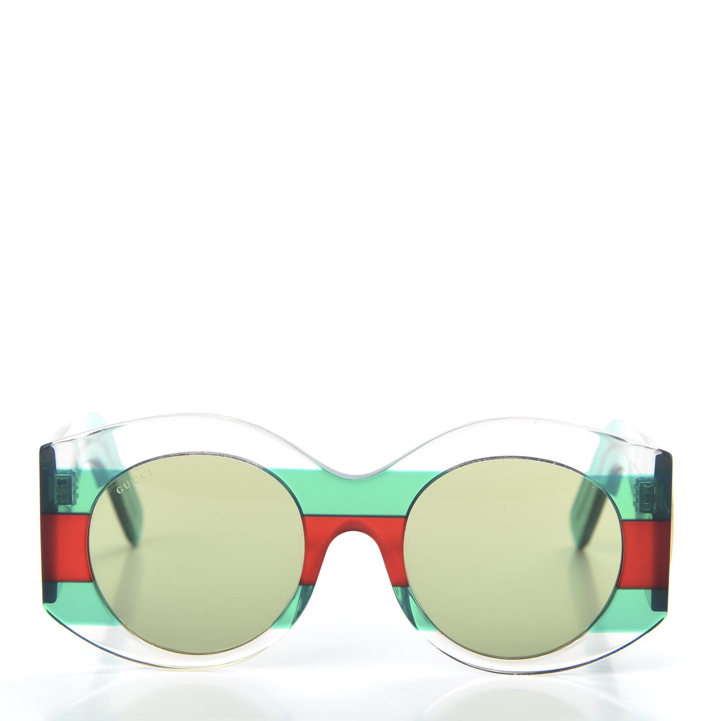 Acetate Round Frame Sunglasses GG0177S Green Red