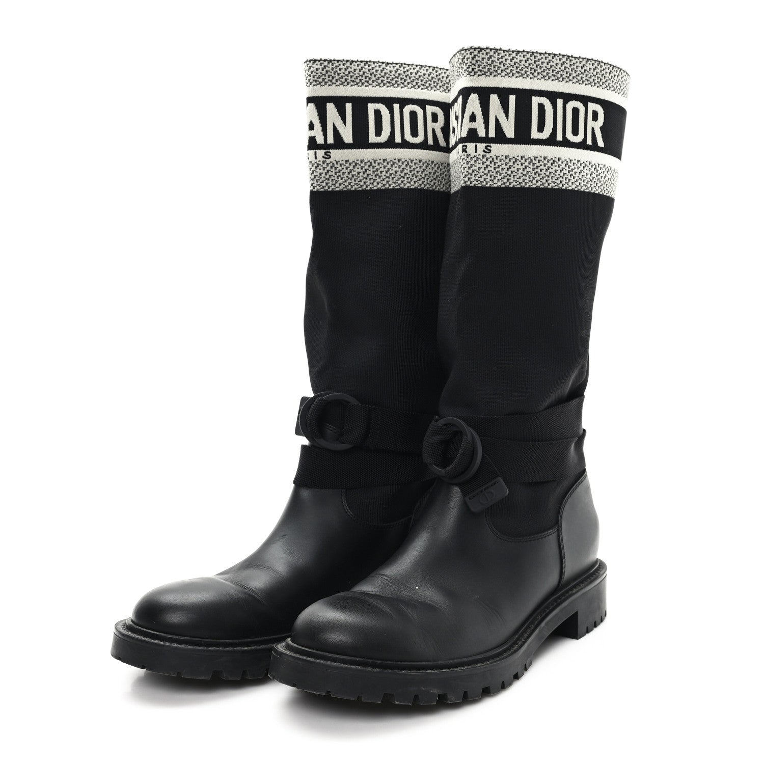 Christian Dior Calfskin Technical Fabric D-Major Boots 39 Black White 4 of 9