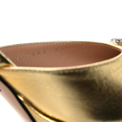 Gucci Metallic Nappa Crystal Double G Platform Pumps 38 Platino 10 of 14