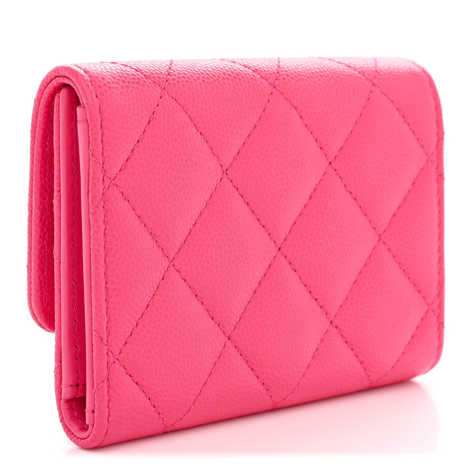 Chanel Caviar Quilted Chanel 19 Flap Card Holder Wallet Dark Pink 3 of 8