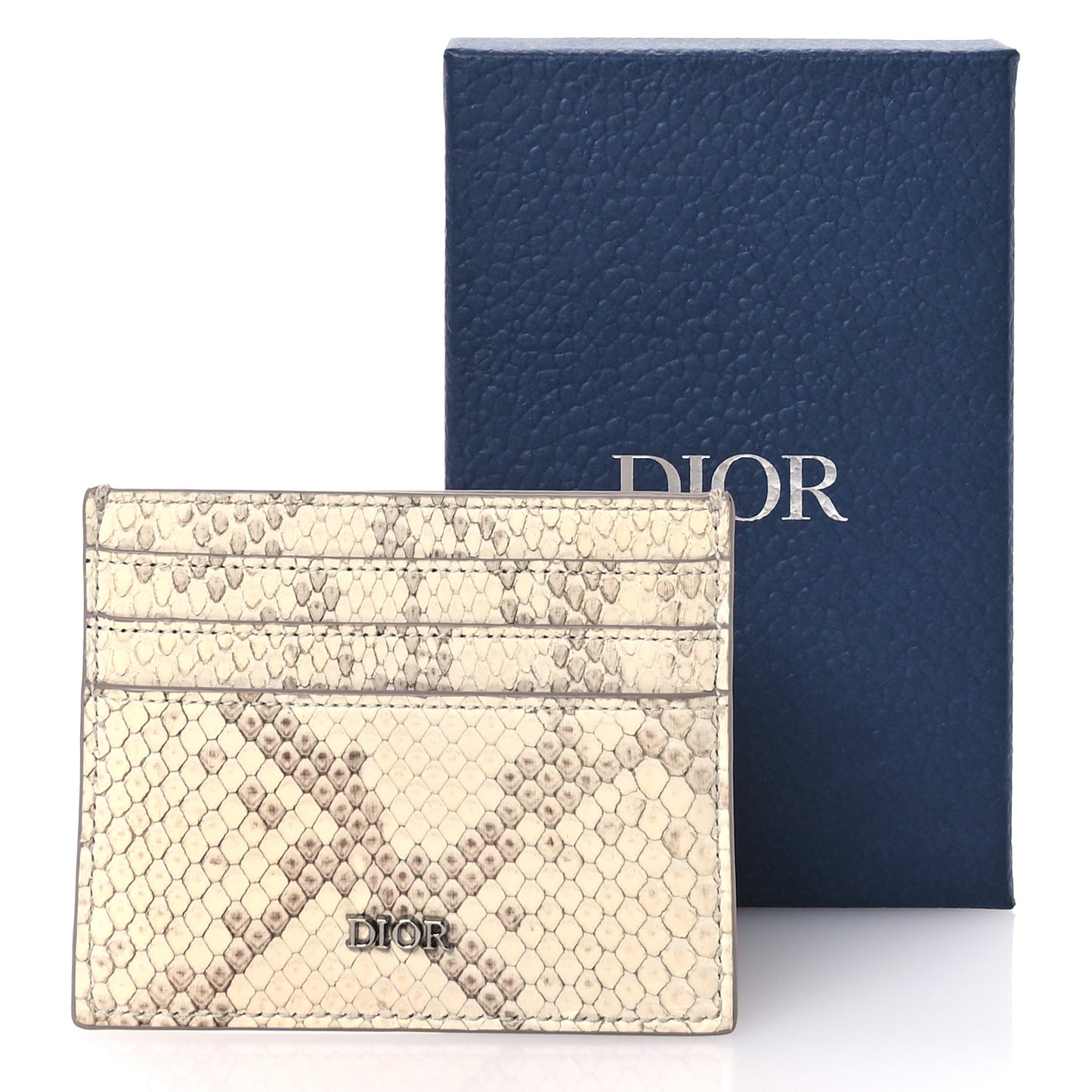 Snakeskin Dior Card Holder Beige Multicolor