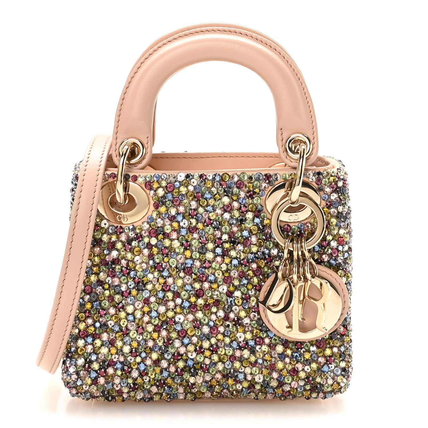 Christian Dior Satin Crystal Beaded Embroidered Micro Lady Dior Multicolor 1 of 11