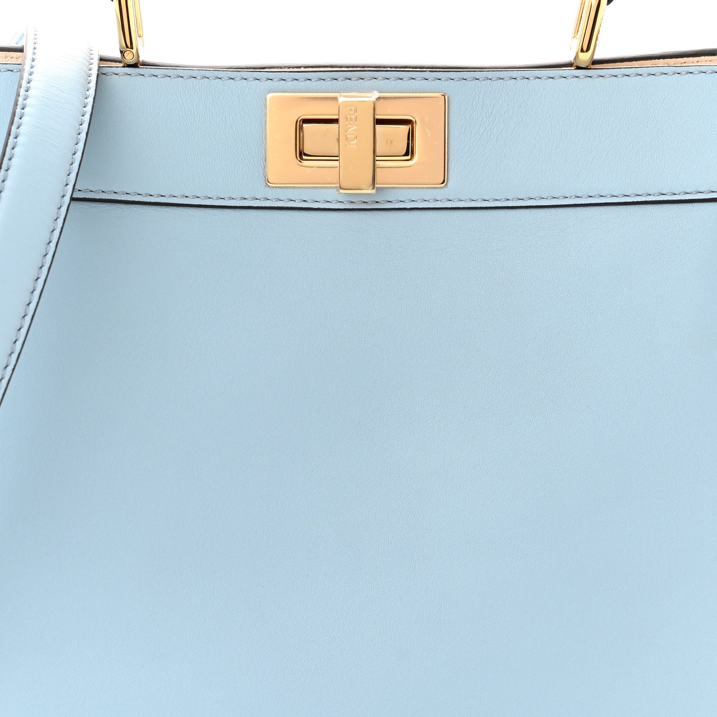 Vitello Seta Shiny Nappa Small Peekaboo I SEE U Satchel Azzurro Baby Camelia