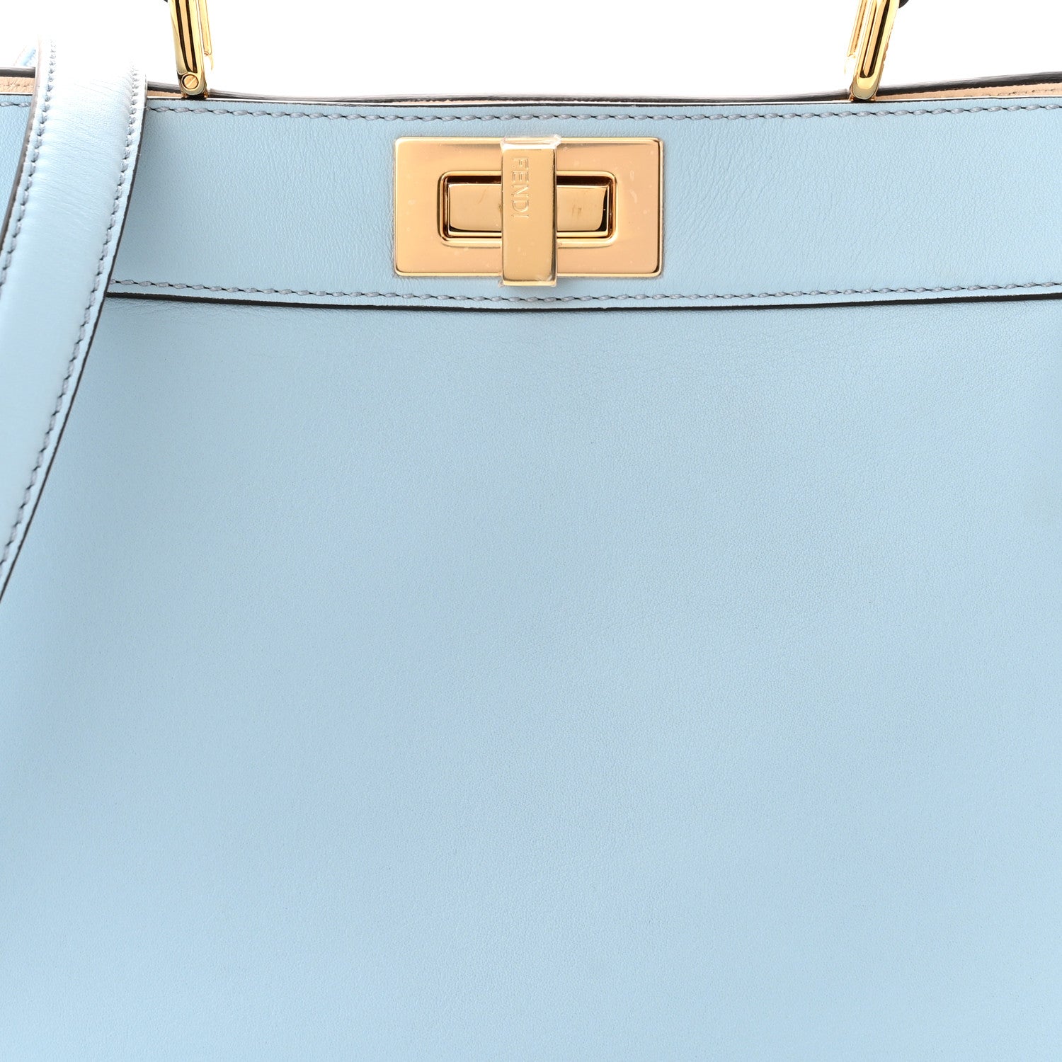 Fendi Vitello Seta Shiny Nappa Small Peekaboo I SEE U Satchel Azzurro Baby Camelia 9 of 11