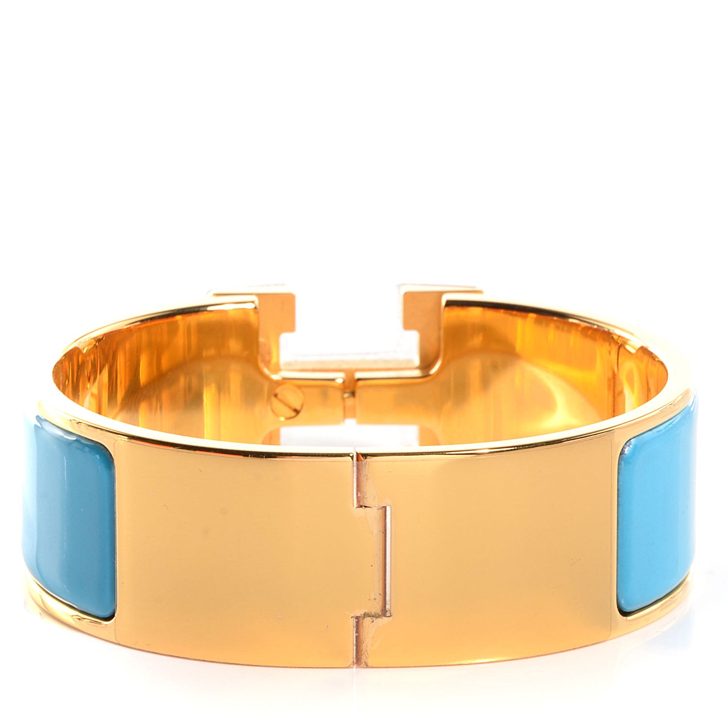 Hermes Enamel Clic Clac H Wide Bracelet PM Bleu Azure 5 of 6
