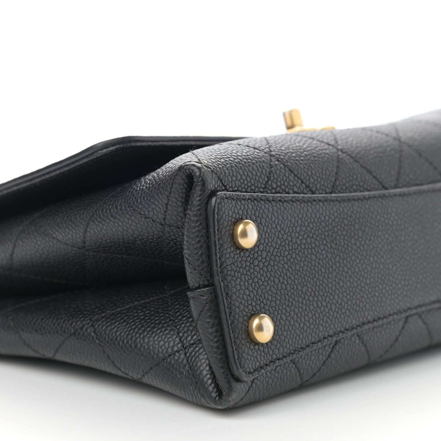 Chanel Caviar Diamond Stitched Small Top Handle Flap Black 9 of 11