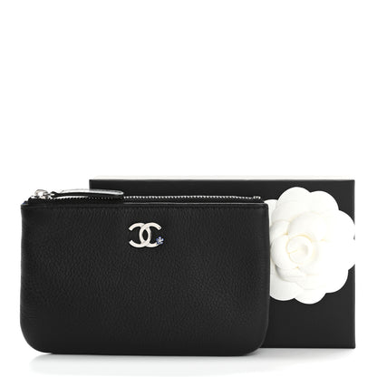 Chanel Goatskin Camellia CC Cosmetic Pouch Black 8 of 8