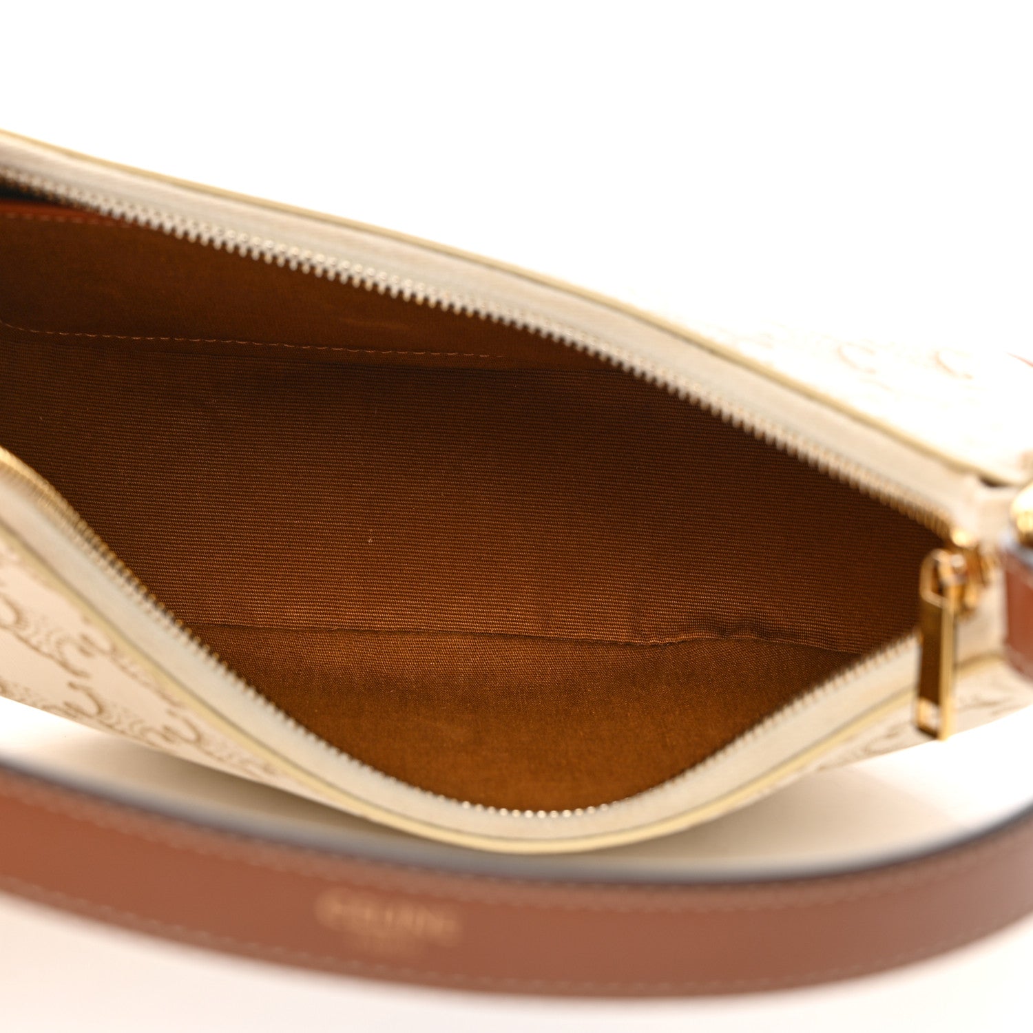 Celine Canvas Calfskin Ava Triomphe Shoulder Bag White 5 of 11