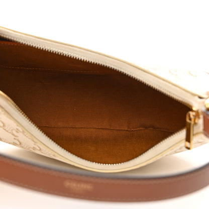 Celine Canvas Calfskin Ava Triomphe Shoulder Bag White 5 of 11
