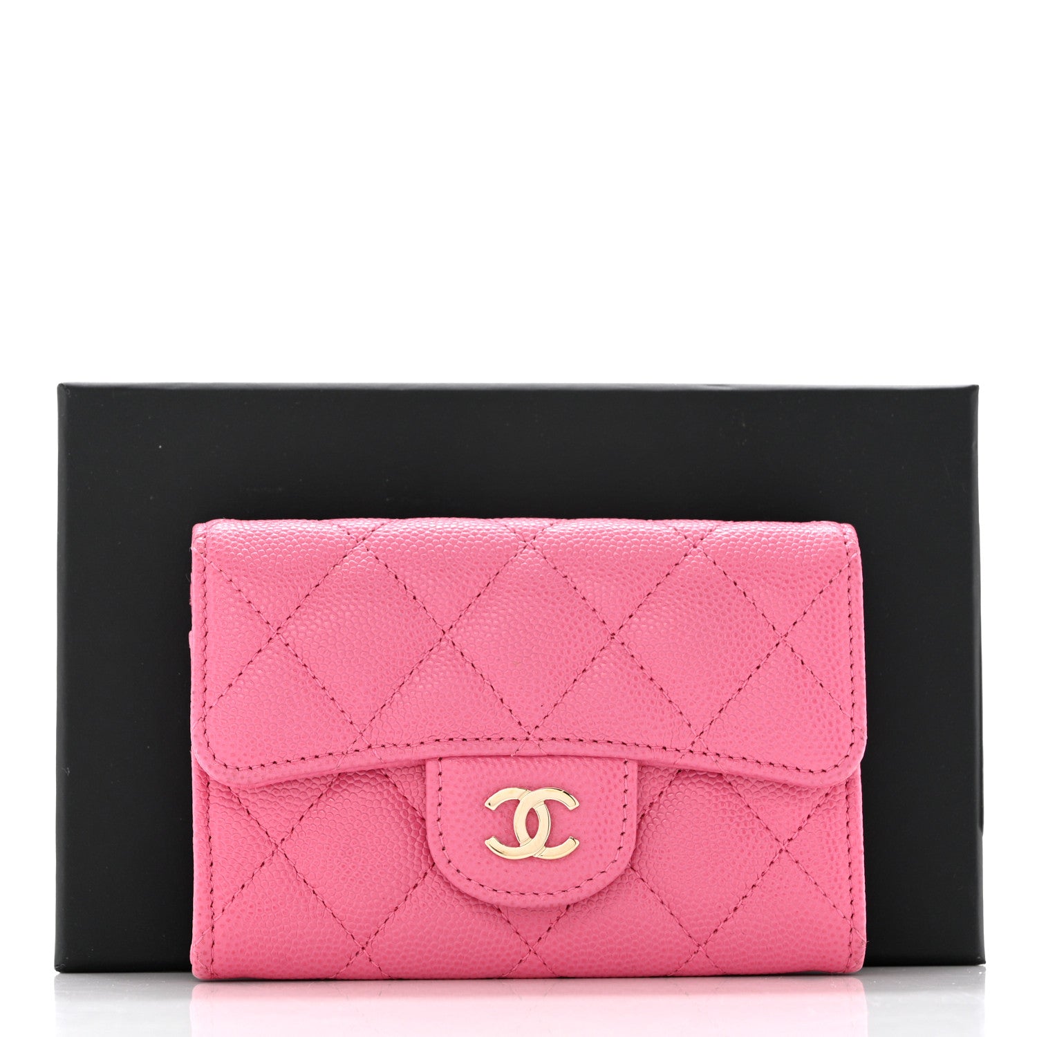 Chanel Caviar Quilted Flap Card Holder Wallet Pink 8 of 8