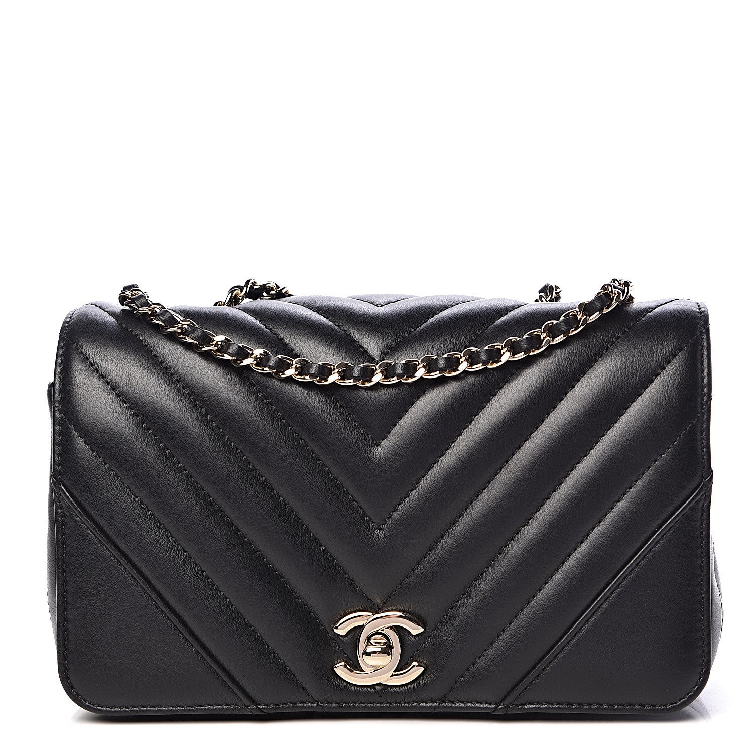 Chanel Calfskin Chevron Quilted Mini Statement Flap Black 1 of 10