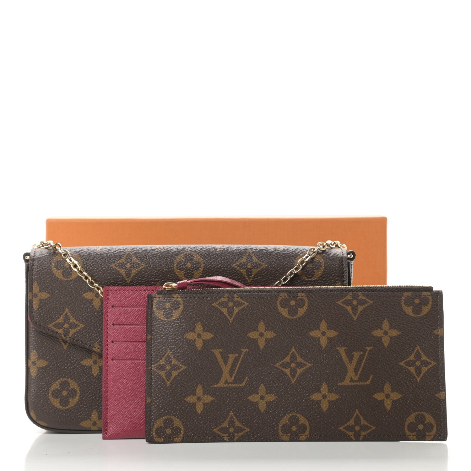 Louis Vuitton Monogram Pochette Felicie Chain Wallet Fuchsia 15 of 15