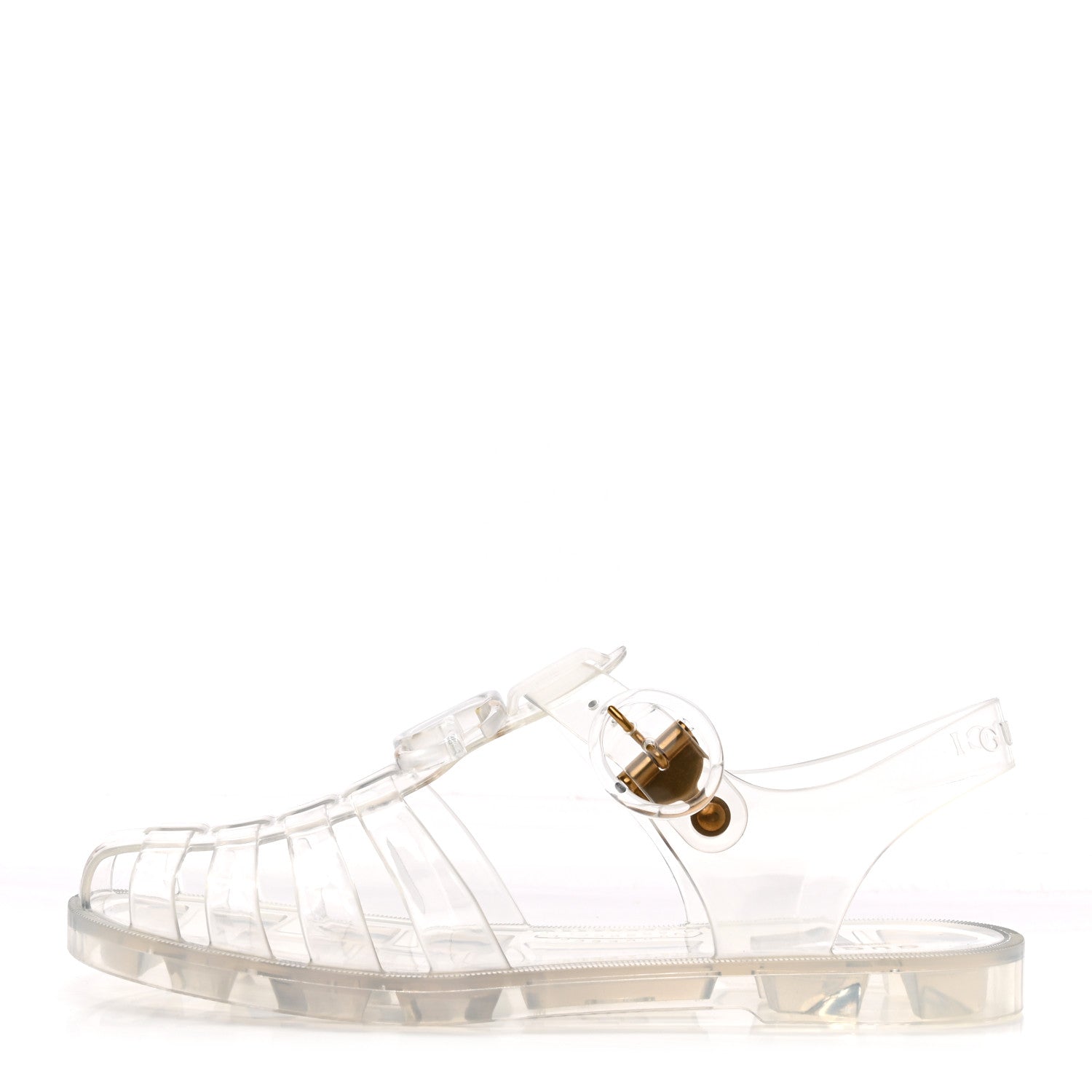 Gucci Shiny Rubber Double G Buckle Strap Sandals 36 Transparent 1 of 10