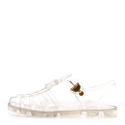 Gucci Shiny Rubber Double G Buckle Strap Sandals 36 Transparent 1 of 10