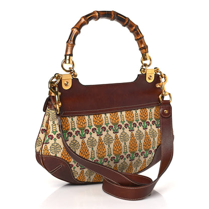 Gucci Canvas Pigna Print Peggy Bamboo Top Handle Bag Brown 3 of 9