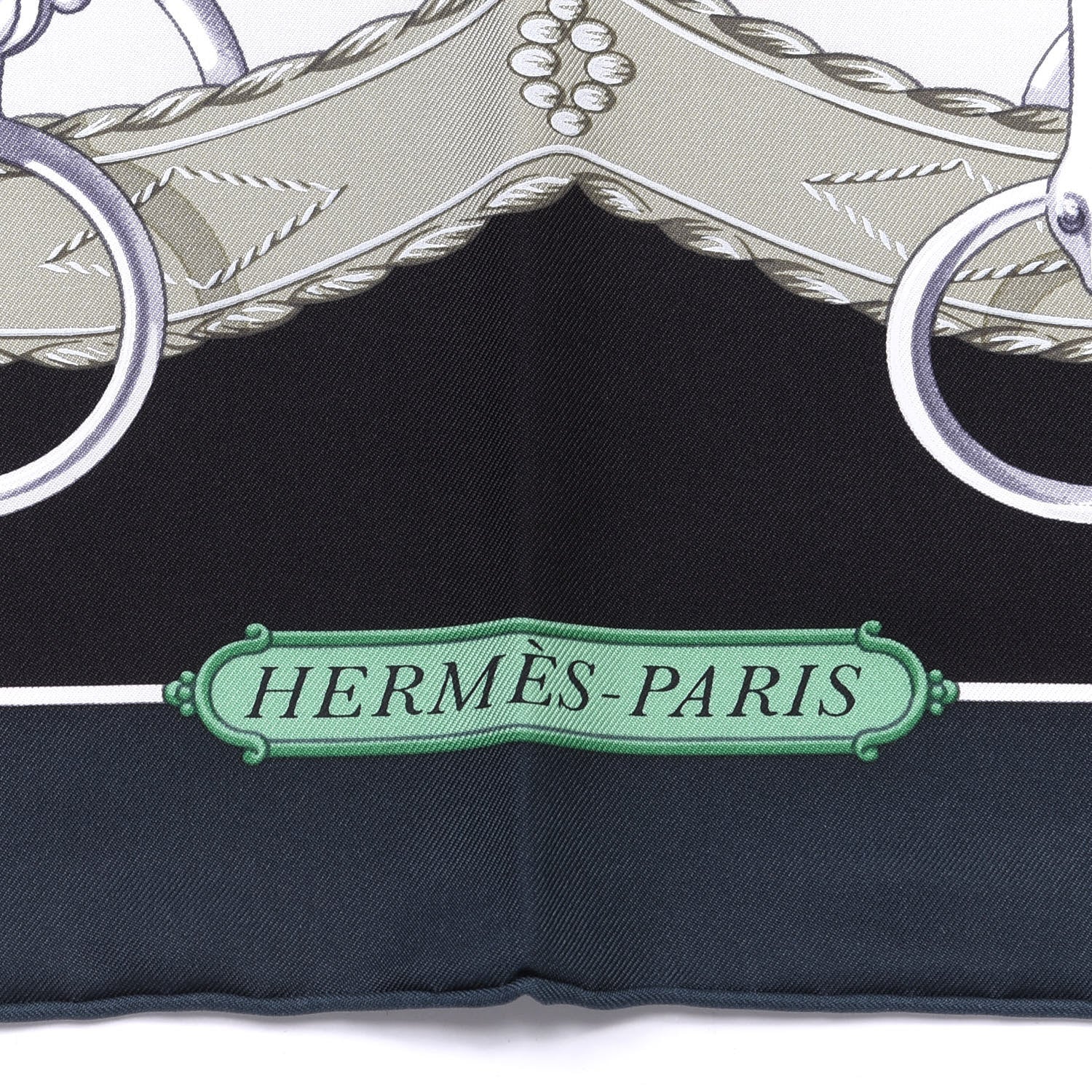 Hermes Silk Lift Profile Scarf 90 Vert Black Gris 2 of 4