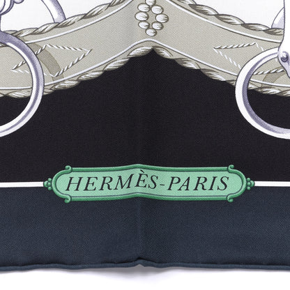 Hermes Silk Lift Profile Scarf 90 Vert Black Gris 2 of 4