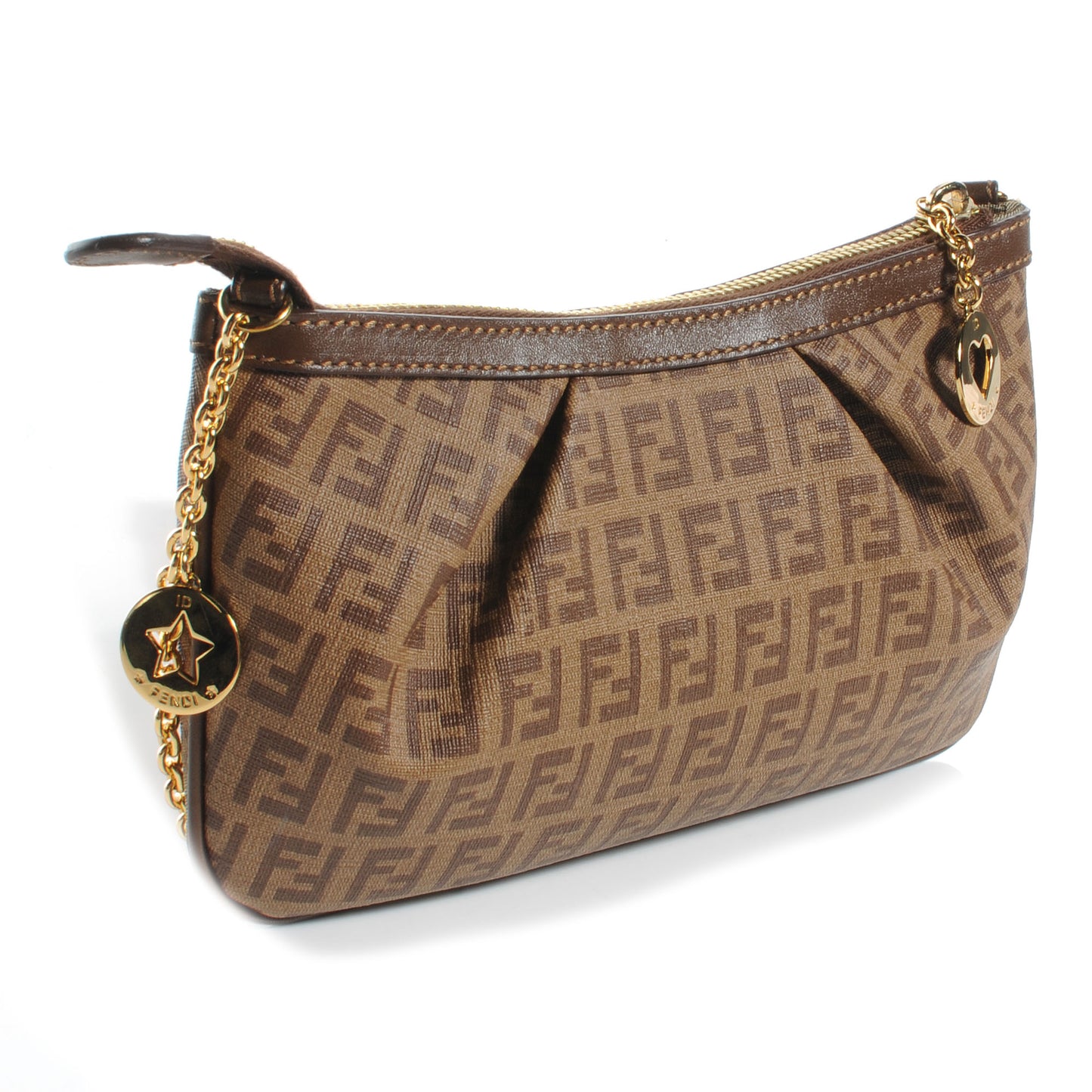 Zucchino Spalmati Vitello Mini Forever Chain Strap Pochette Nocciola Castagna