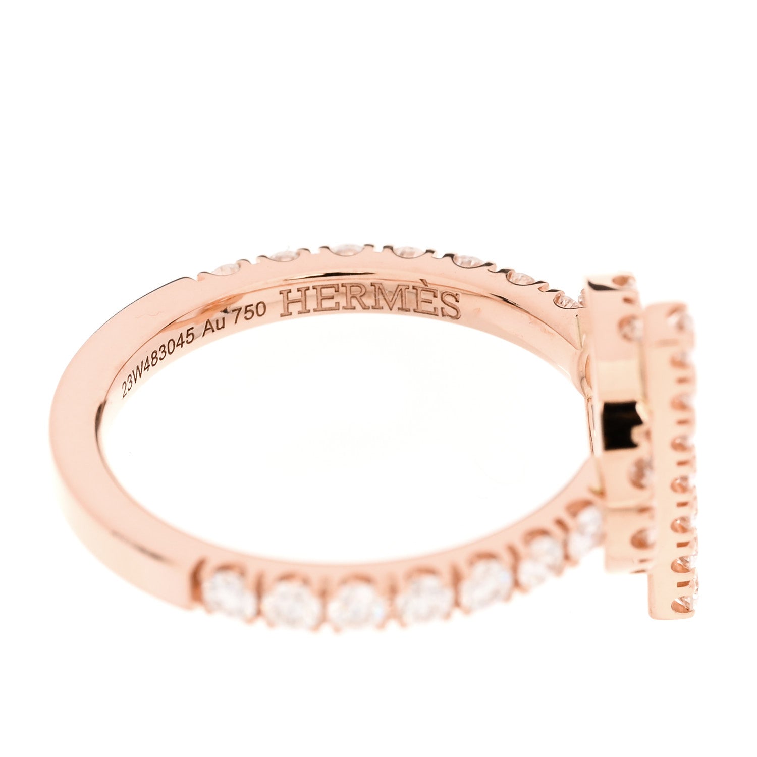 Hermes 18K Rose Gold Diamond Finesse Ring 51 5.75 4 of 6