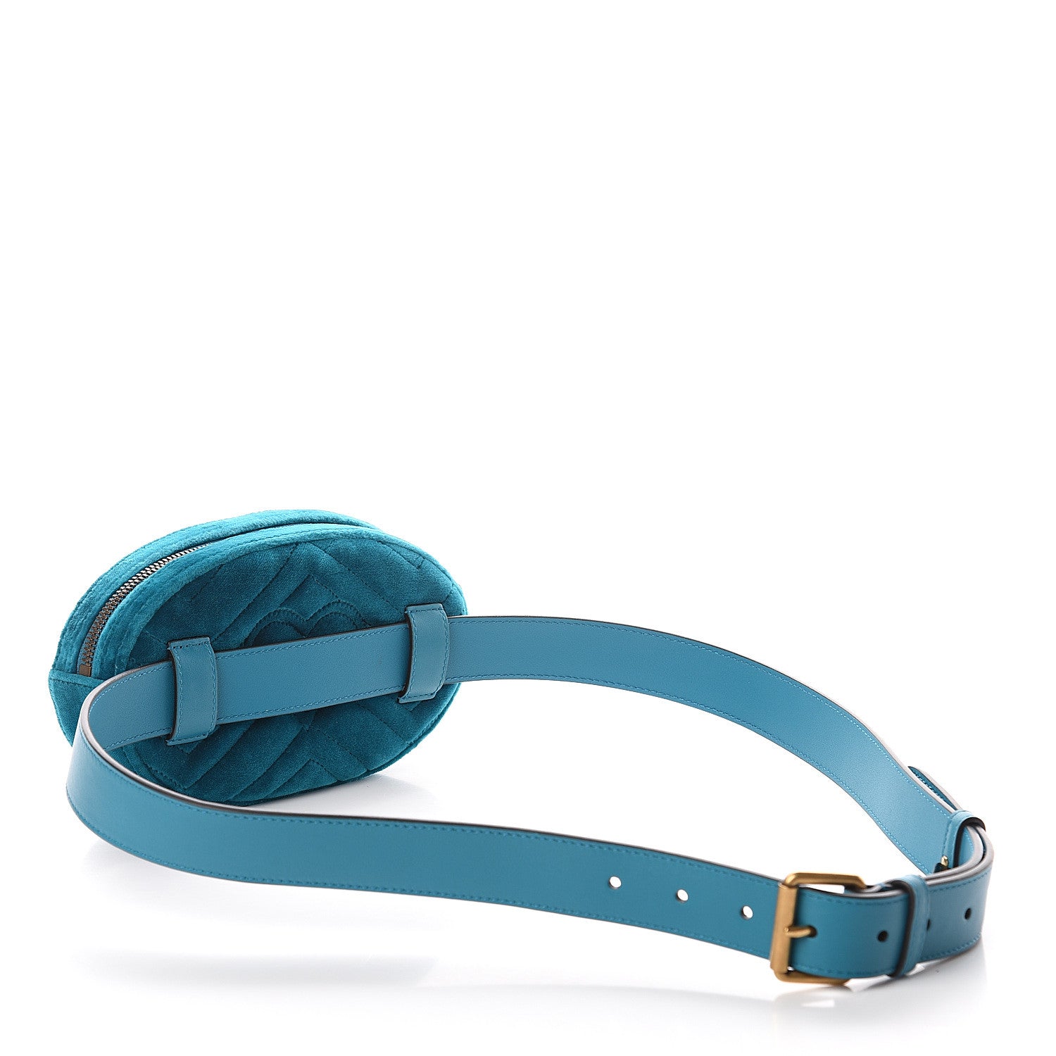 Gucci Velvet Matelasse Embroidered GG Marmont Belt Bag 105 42 Pavone Cyan 2 of 8