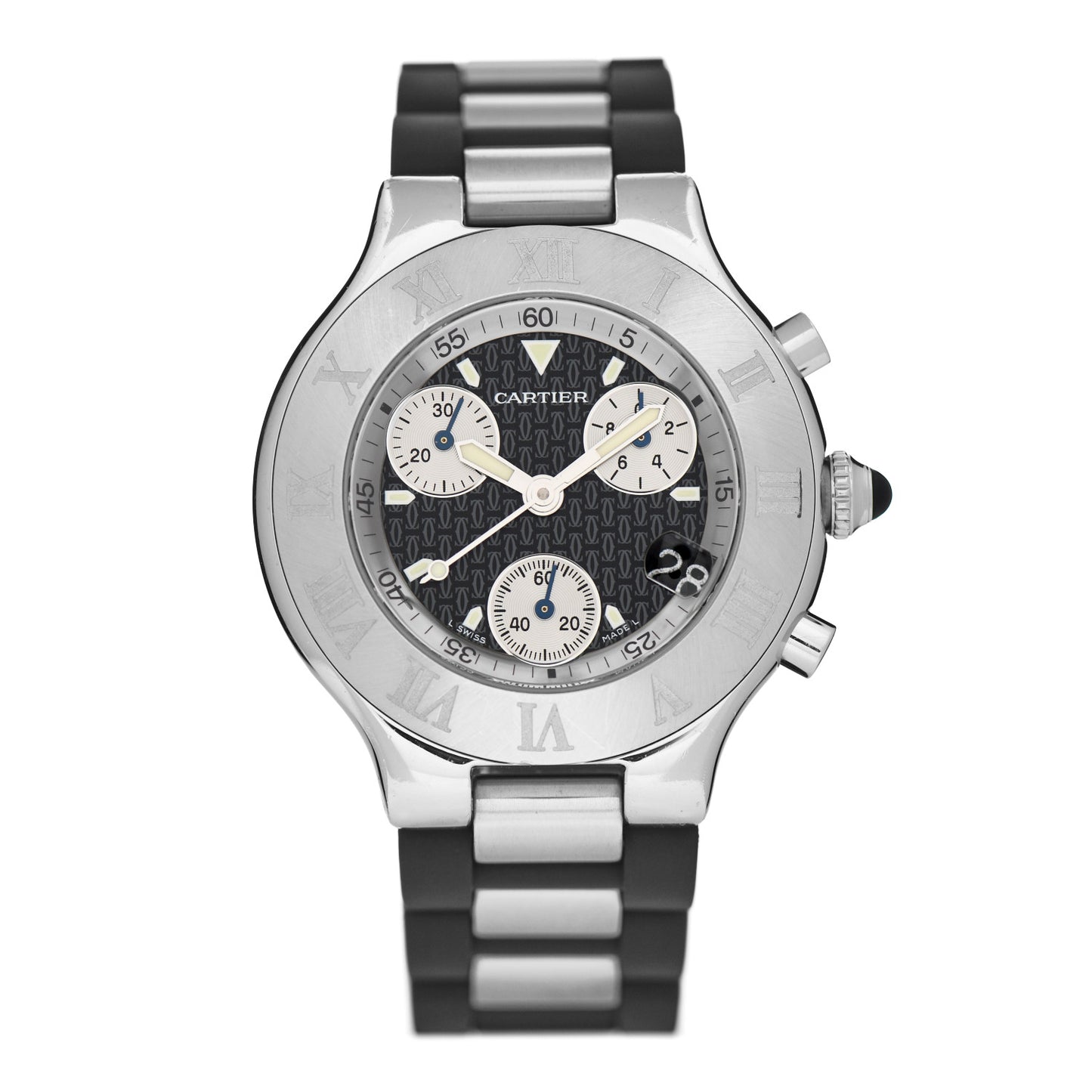 Stainless Steel Rubber 38mm Must 21 Chronoscaph Quartz Watch Black