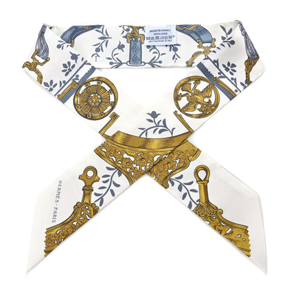 Hermes Silk Etriers Remix Twilly White 1 of 5