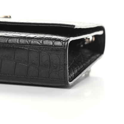 Saint Laurent Calfskin Crocodile Embossed Medium Classic Monogram Kate Tassel Satchel Black 10 of 14