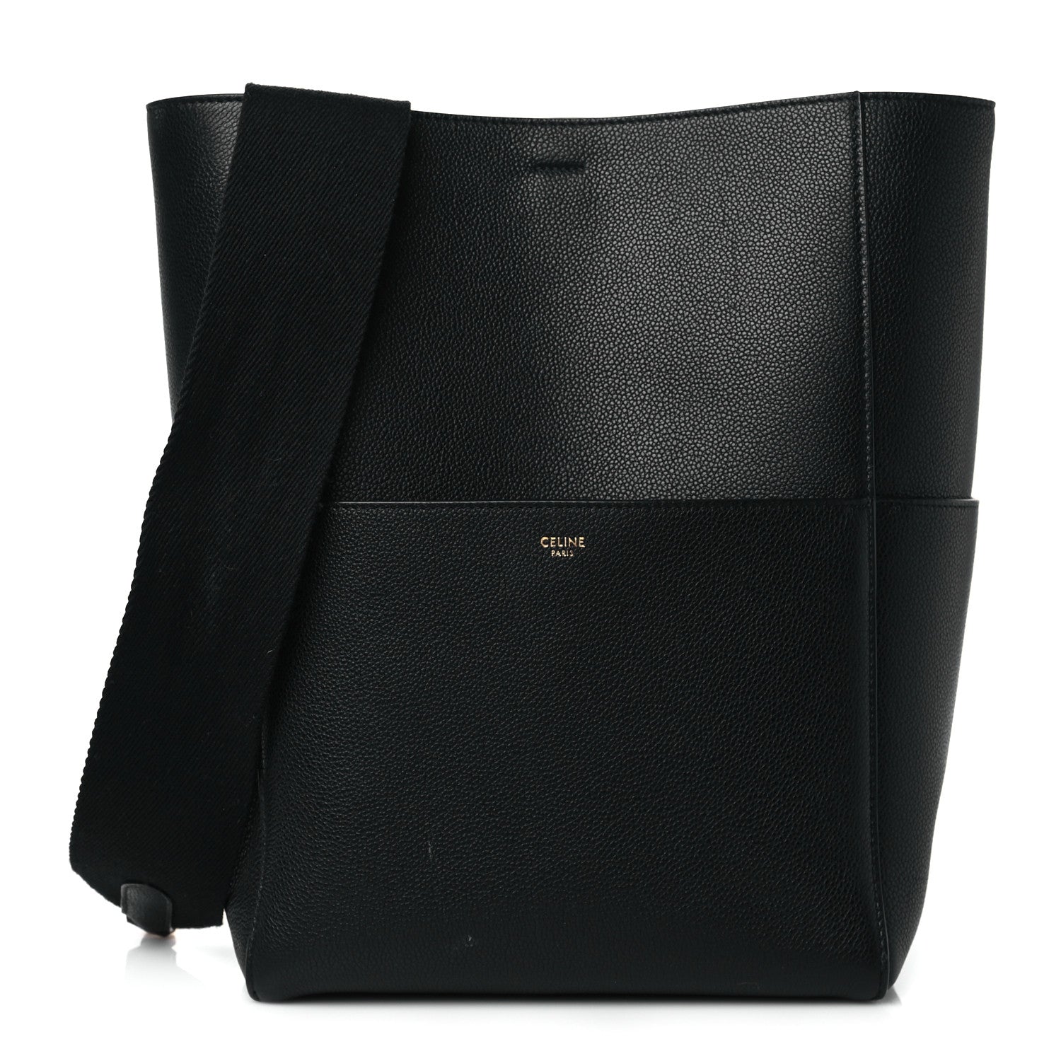 Celine Soft Grained Calfskin Sangle Bucket Bag Black 1 of 11