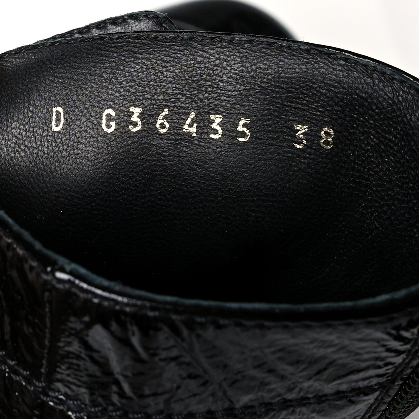 Shiny Crumpled Lambskin Lace Up Combat Boots 38 Black