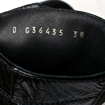 Chanel Shiny Crumpled Lambskin Lace Up Combat Boots 38 Black 7 of 10