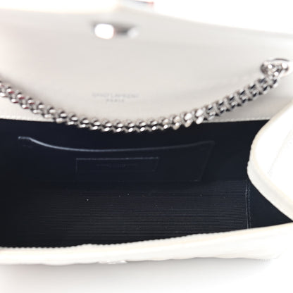 Saint Laurent Grain De Poudre Textured Mixed Matelasse Triquilt Small Monogram Satchel Optical White 4 of 9