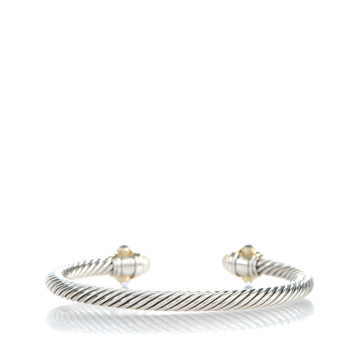 Sterling Silver 14K Gold Pearl 5mm Cable Renaissance Bracelet