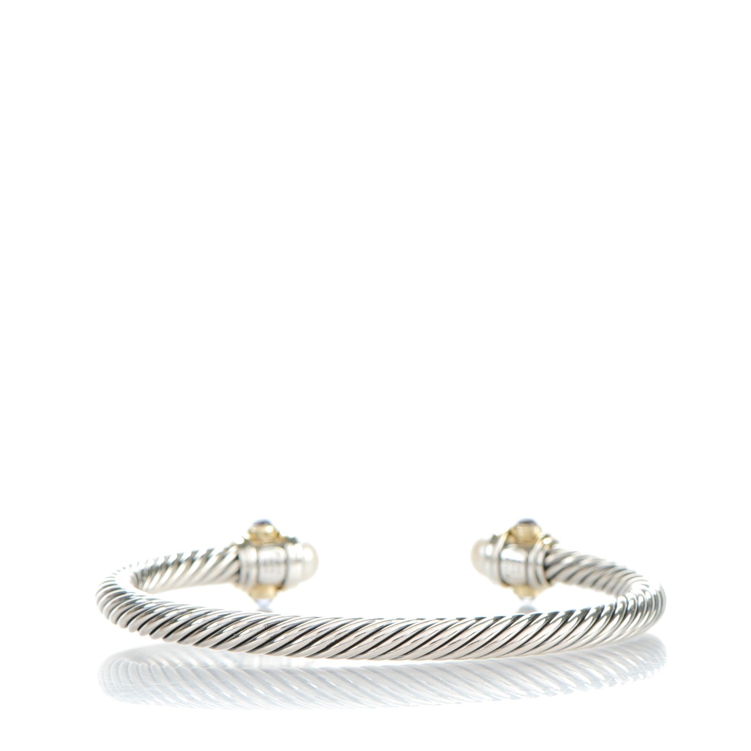 David Yurman Sterling Silver 14K Gold Pearl 5mm Cable Renaissance Bracelet 3 of 5
