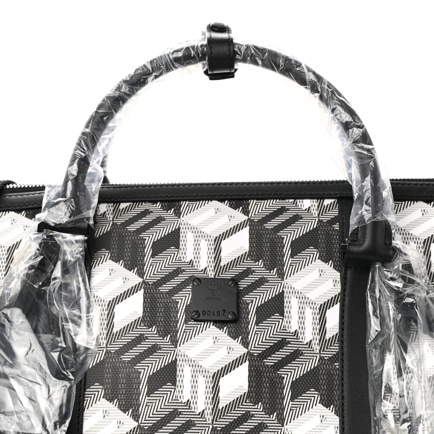 Cubic Monogram Large Traveler Weekender Bag Black White