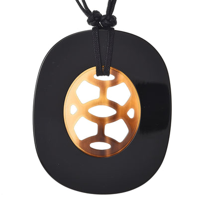Hermes Buffalo Horn Lacquer Lift Necklace GM Black 4 of 7