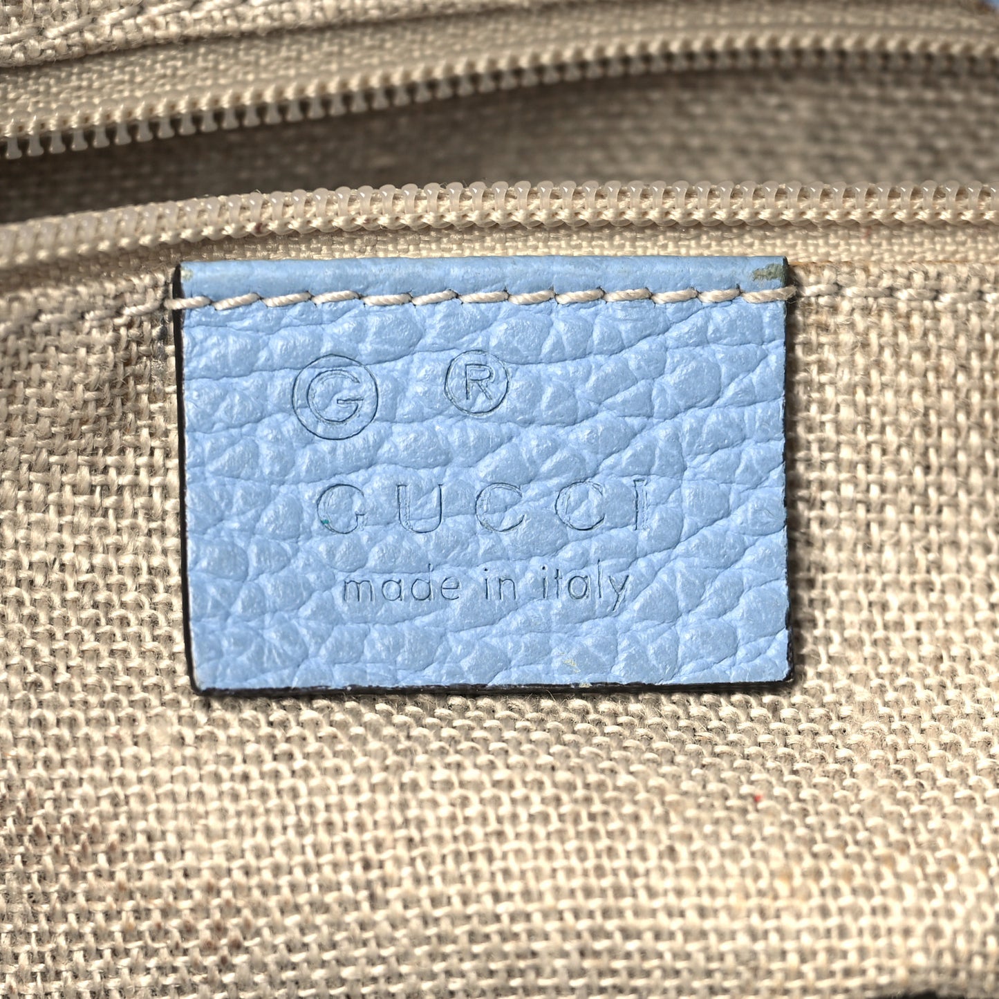 Monogram Dollar Calfskin Small Bree Tote Beige Ebony Mineral Blue